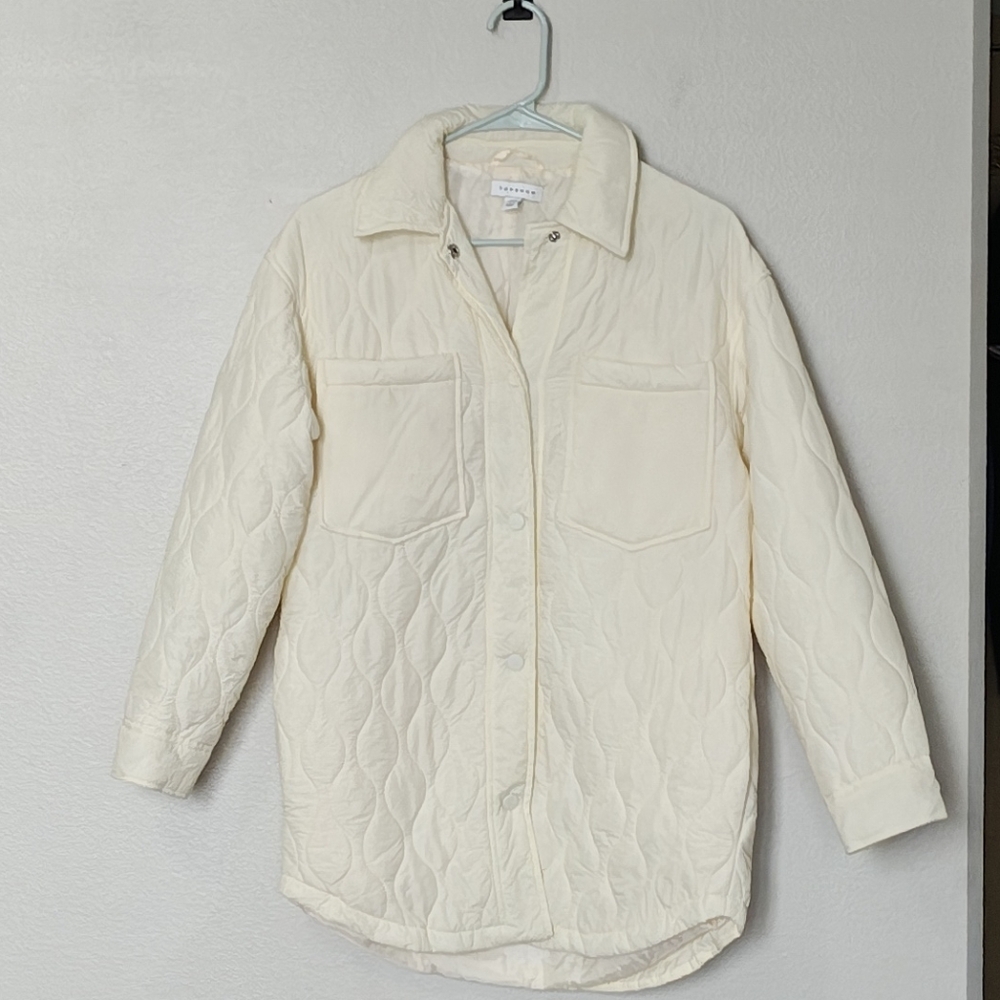 Topshop Quilted Cream Jacket - Picture 2 of 10